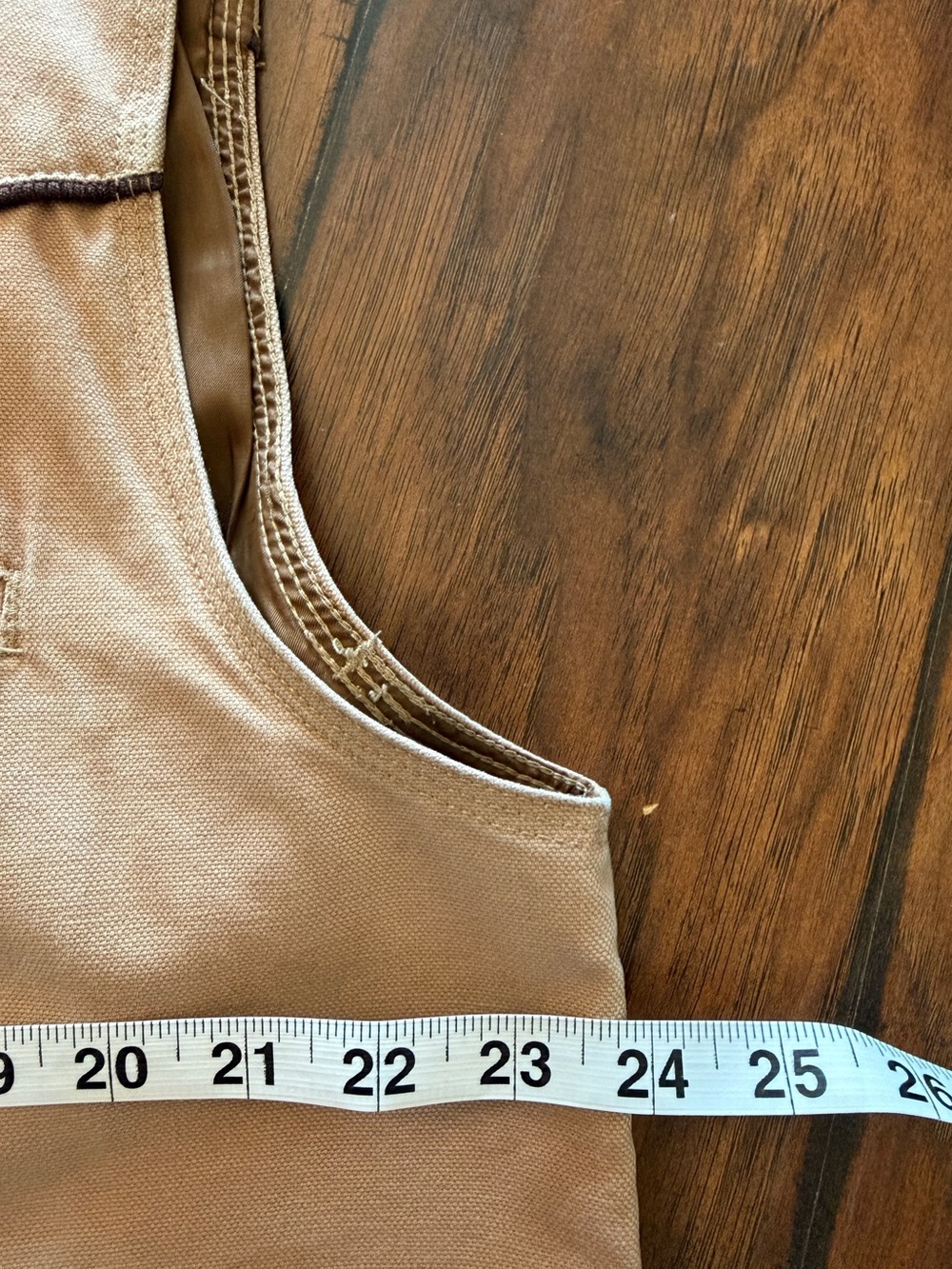 Khaki Work Vest with Brown Corduroy Collar - Picture 4 of 6